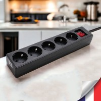 Multiprise Noire Caméra Cachée HD 1080P WiFi Vision et Détection de Mouvement Écoute à Distance Mémoire 128Go Incluse