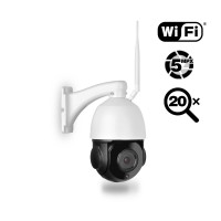 Caméra PTZ intelligente UHD 5MP IP WiFi détection audio et humaine autotracking IR Zoom X20 pilotable à distance via iPhone Android et PC