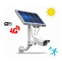 Caméra autonome solaire connexion 4G ou WiFi enregistrement HD 1080P détection PIR serveur cloud ou MicroSDHC 64 Go