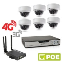 Kit de vidéosurveillance 3G 4G intérieur extérieur avec enregistreur IP 1To et 6 caméras dôme HD 1080P PoE