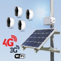 Kit vidéosurveillance 3G 4G autonome solaire avec 4 smart caméras WiFi HD 1080P 64 Go