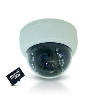 Caméra dôme 800 lignes vision nocturne avec détection de mouvement et carte SDHC