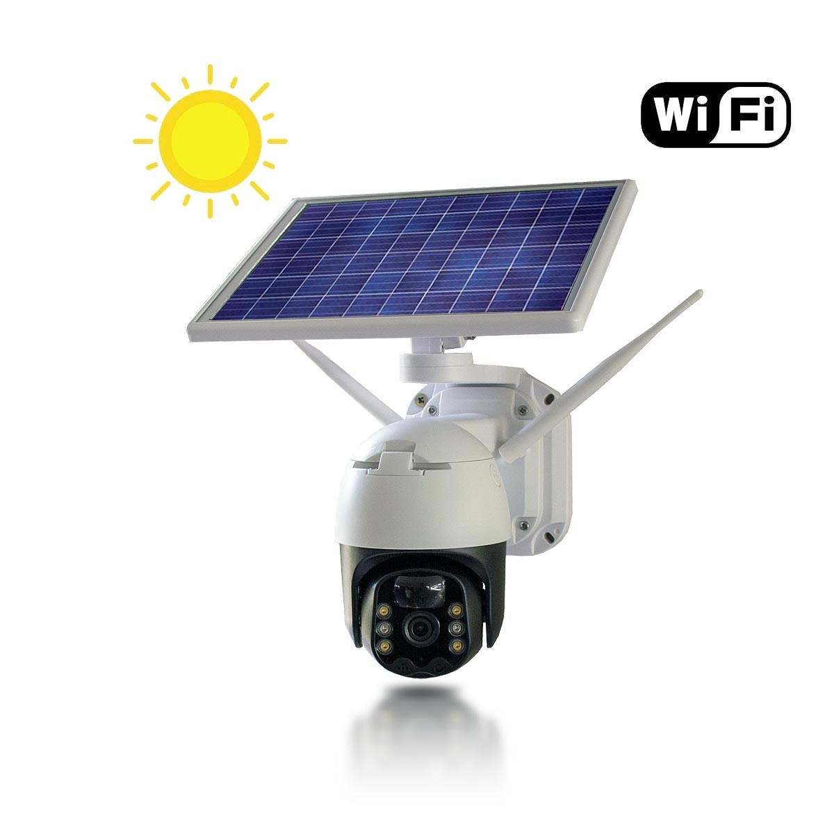 Caméra pilotable solaire IP WIFI Ultra HD 2K waterproof infrarouge détection humaine accès à distance via iphone android 128 Go