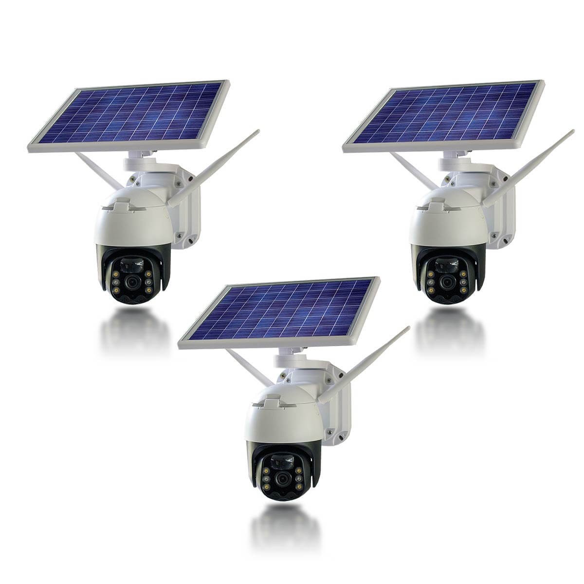 Kit 3 pilotables solaire IP WIFI Ultra HD 2K waterproof infrarouge détection humaine accès à distance via iphone android 128 Go