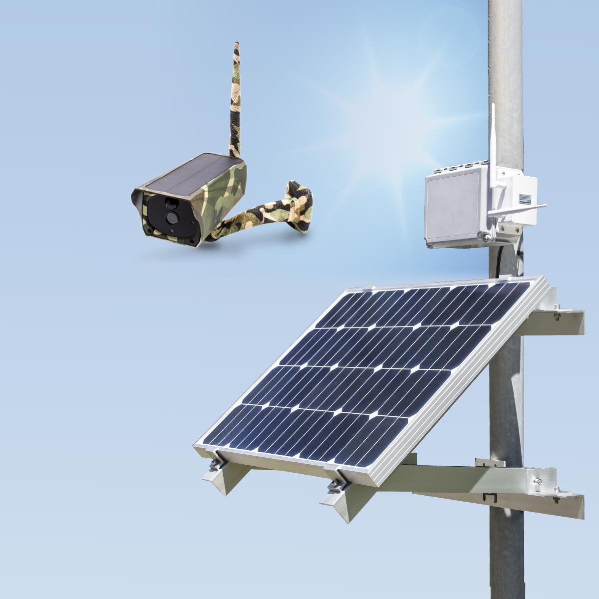 Kit vidéosurveillance 3G 4G autonome solaire avec une caméra camouflage solaire Wi-Fi HD 1080P