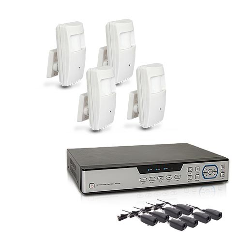 Kit vidéosurveillance avec enregistreur IP 1 TO et 4 caméras cachées AHD 1080P détecteur de présence