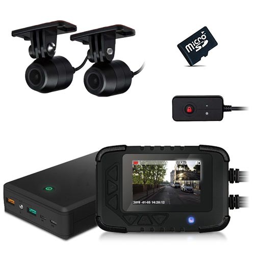 Kit vidéosurveillance anti vandalisme véhicule auto moto avec 2 caméra HD longue autonomie mémoire 128 Go