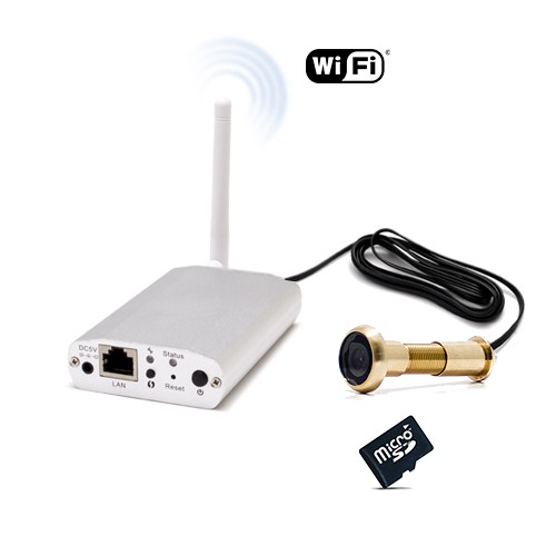 Kit caméra judas IP WIFI avec mini serveur enregistrement à la détection sur carte mémoire 64 Go