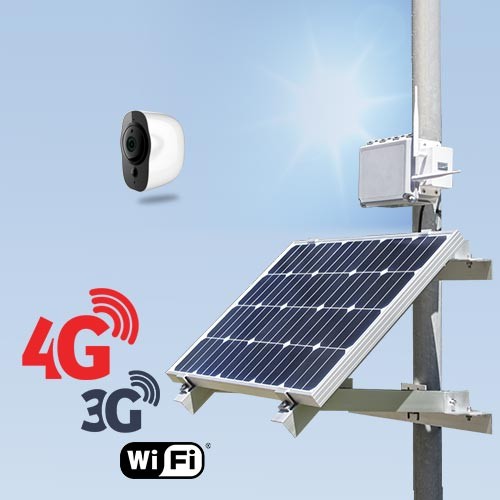 Kit vidéosurveillance 3G 4G autonome solaire avec 1 smart caméra Wi-Fi HD 1080P