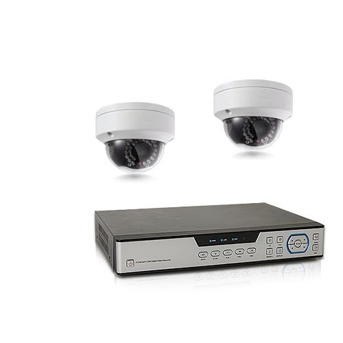 Kit de vidéosurveillance intérieur extérieur avec enregistreur IP 1To et 2 caméras WIFI dôme UHD 5 Mpx 