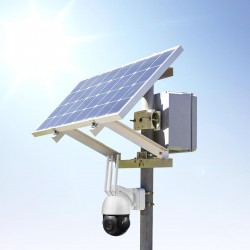 Kit caméra PTZ solaire autonome 4G waterproof extérieure UHD 4K Zoom X20 panneau solaire batterie et fixation mat avec carte micro SDXC 128Go