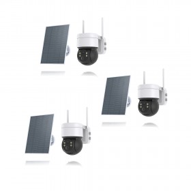 Kit de 3 caméras pilotable solaires WiFi UHD 2K 4MP infrarouge détection humaine accès à distance via iOS Android 128Go
