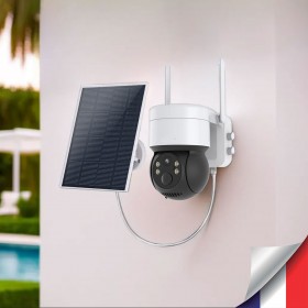 Caméra pilotable solaire 4G UHD 2K blanche waterproof infrarouge détection humaine accès à distance via iPhone Android 128Go inclus