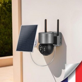 Caméra pilotable solaire 4G UHD 2K grise waterproof infrarouge détection humaine accès à distance via iPhone Android 128Go inclus
