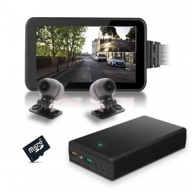Kit vidéosurveillance anti vandalisme véhicule auto moto avec 2 caméra HD longue autonomie mémoire 128 Go