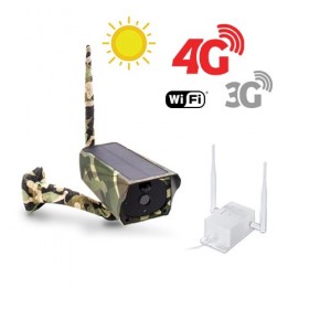 Caméra camouflage solaire 3G 4G IP WiFi extérieure HD 1080P détecteur de mouvement PIR vision nocturne et Notifications Push 64 Go
