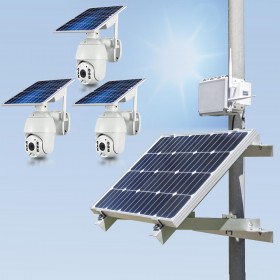 Kit vidéosurveillance 3G 4G autonome solaire avec 3 caméras pilotables solaires WiFi HD 1080P 64 Go