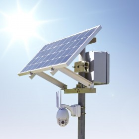 Kit caméra PTZ solaire autonome 4G waterproof extérieure HD 1080P panneau solaire batterie et fixation mat avec carte micro SDXC 64Go