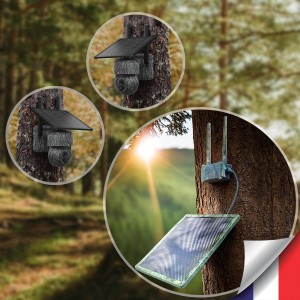 Kit vidéosurveillance camouflage 3G 4G autonome avec 2 caméras pilotables solaires WIFI UHD 2K 4MP détection humaine accès à distance via iOS Android 128Go