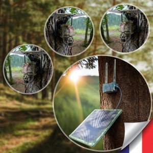 Kit vidéosurveillance camouflage 3G 4G autonome avec 3 caméras pilotables solaires WIFI UHD 2K 5MP détection humaine accès à distance via iOS Android 128Go