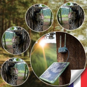 Kit vidéosurveillance camouflage 3G 4G autonome avec 4 caméras pilotables solaires WIFI UHD 2K 5MP détection humaine accès à distance via iOS Android 128Go