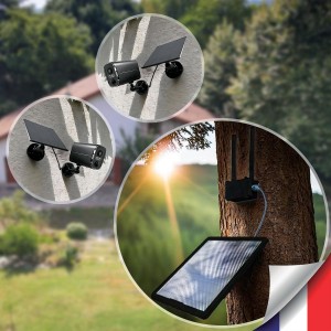Kit vidéosurveillance 3G 4G autonome avec 2 caméras ultra longue autonomie solaires WIFI UHD 2K 4MP détection humaine accès à distance via iOS Android 128Go