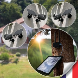 Kit vidéosurveillance 3G 4G autonome avec 3 caméras ultra longue autonomie solaires WIFI UHD 2K 4MP détection humaine accès à distance via iOS Android 128Go