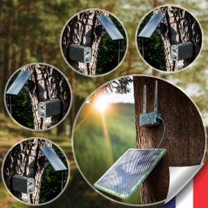 Kit vidéosurveillance camouflage 3G 4G autonome avec 4 caméras ultra longue autonomie solaires WIFI UHD 2K 4MP détection humaine accès à distance via iOS Android 128Go