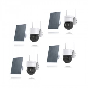 Kit de 4 caméras pilotable solaires WiFi UHD 2K 4MP infrarouge détection humaine accès à distance via iOS Android 128Go