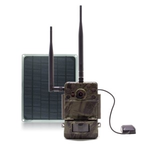 Caméra de chasse 4G Ultra HD 4K IR invisible GPS alerte push envoi photo et vidéo sur application iOS et Android serveur cloud e-mail et FTP avec panneau solaire 
