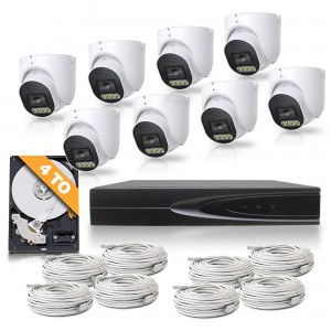 Kit Vidéo Surveillance AI 8 caméras dômes 4K POE intérieur extérieur avec enregistreur NVR POE disque dur 4To et 8 câbles 20m 