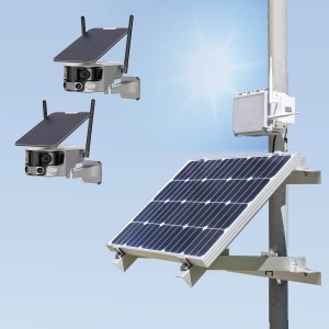 Kit vidéo surveillance 3G 4G autonome solaire avec deux caméras solaire WiFi Ultra grand angle double objectifs UHD 4K 8MP détection de mouvement alerte sirène 128Go