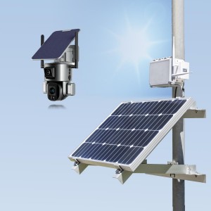 Kit vidéosurveillance 3G 4G autonome solaire waterproof avec une Double caméra 4K pilotable solaire Wifi waterproof Zoom X10 autotracking IR détection de mouvement avec alarme et sirène microSD 128 Go
