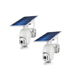 Kit 2 caméras pilotables solaires IP Wifi HD 1080P waterproof Infrarouges accès à distance via iPhone Android 64 Go inclus