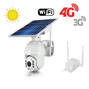 Kit caméra pilotable solaire Wifi HD 1080P waterproof Infrarouge accès à distance via iPhone Android 64 Go inclus avec routeur GSM 3G 4G WiFi