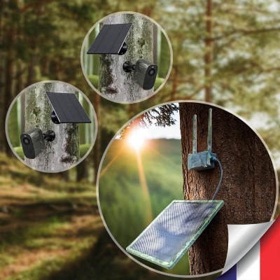 Kit vidéosurveillance 3G 4G autonome solaire camouflage avec 2 caméras solaires WIFI UHD 2K 4MP détection humaine accès à distance via iOS Android 128Go - Images haute résolution