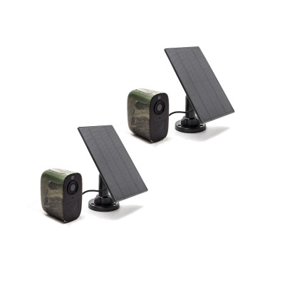 Kit de 2 smart caméras solaire camouflage alarme WIFI 1080P IR invisible 128Go longue autonomie détection de mouvement audio bidirectionnel