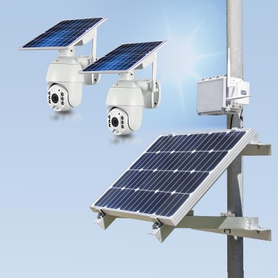 Kit vidéosurveillance 3G 4G autonome solaire avec 2 caméras pilotables solaires WiFi HD 1080P 64 Go