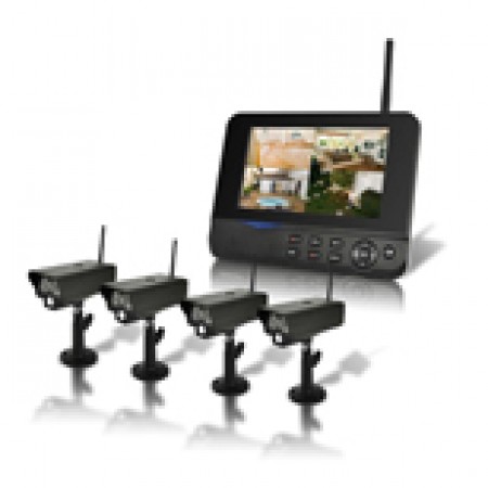 Kit video surveillance sans-fil 4 caméras Infrarouge et récepteur écran LCD 7"