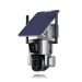 Double caméra pilotable solaire Wifi Ultra HD 4K waterproof Zoom X10 autotracking IR détection de mouvement avec alarme et sirène compatible iOS et Android avec microSD 128 Go