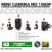 Accessoires Mini caméra HD 1080P, grand angle 120°, vision nocturne invisible, détection de mouvement PIR,  longue autonomie avec 64 Go