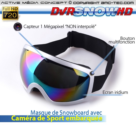 Masque de snowboard caméra 