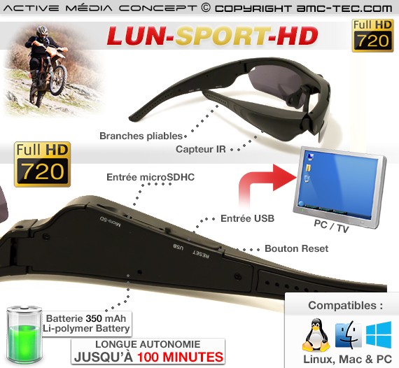 Lunettes caméra sport HD description