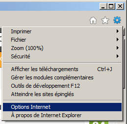Menu outils Internet Explorer 9